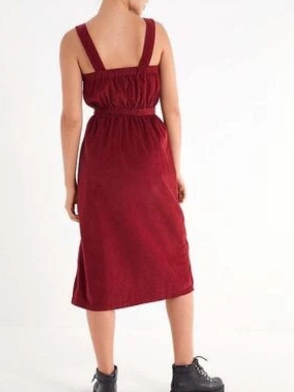 Urban Outfitters Cordelia Corduroy Small Burgundy Button Front Dress - Picture 4 of 6
